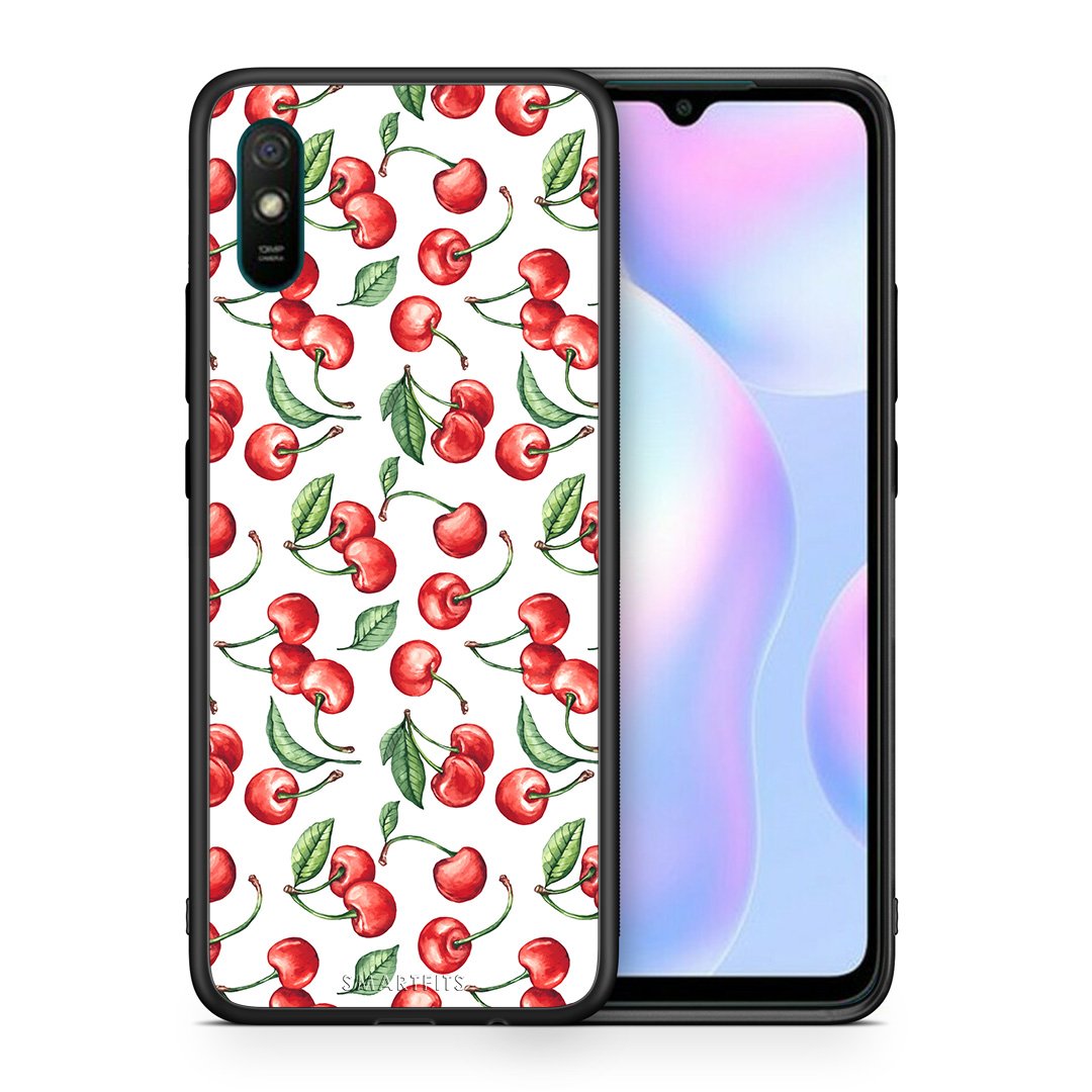 Θήκη Xiaomi Redmi 9A Cherry Summer από τη Smartfits με σχέδιο στο πίσω μέρος και μαύρο περίβλημα | Xiaomi Redmi 9A Cherry Summer case with colorful back and black bezels