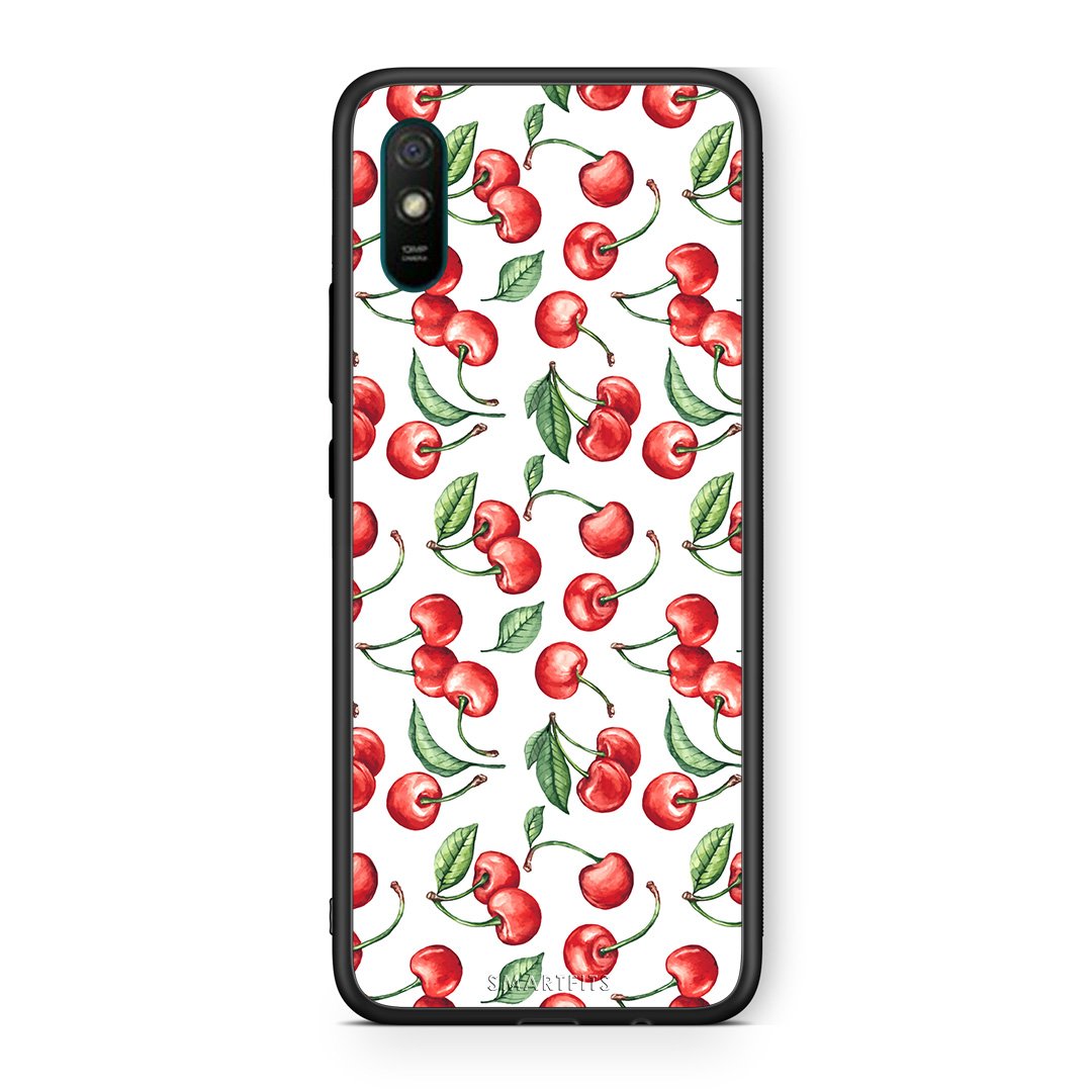 Xiaomi Redmi 9A Cherry Summer θήκη από τη Smartfits με σχέδιο στο πίσω μέρος και μαύρο περίβλημα | Smartphone case with colorful back and black bezels by Smartfits