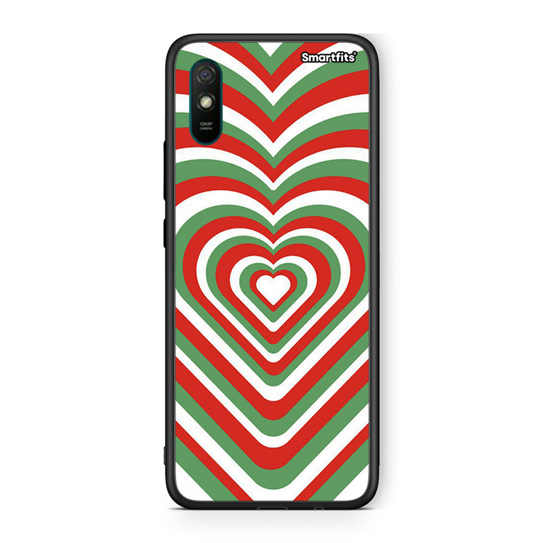 Xiaomi Redmi 9A Christmas Hearts θήκη από τη Smartfits με σχέδιο στο πίσω μέρος και μαύρο περίβλημα | Smartphone case with colorful back and black bezels by Smartfits