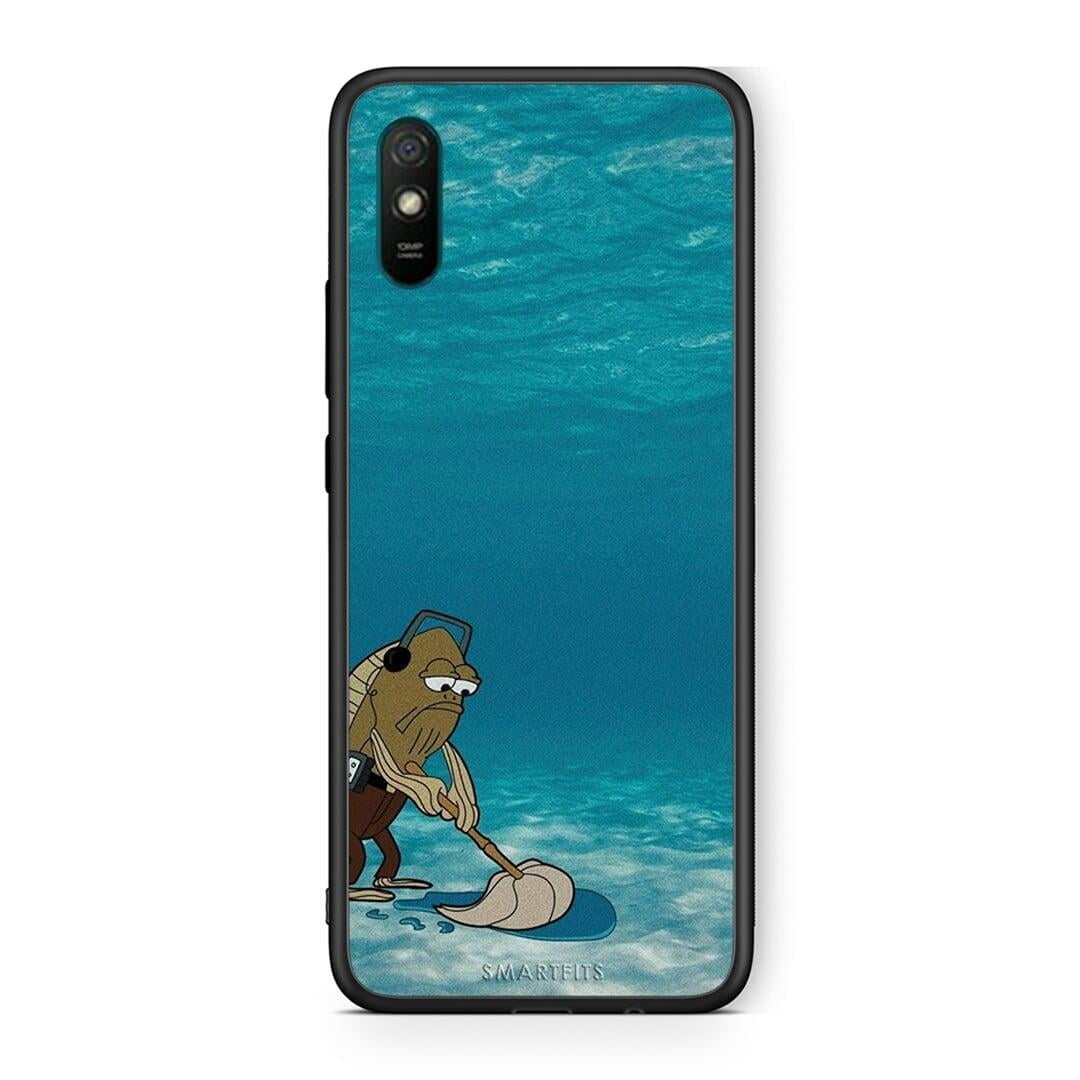 Xiaomi Redmi 9A Clean The Ocean Θήκη από τη Smartfits με σχέδιο στο πίσω μέρος και μαύρο περίβλημα | Smartphone case with colorful back and black bezels by Smartfits