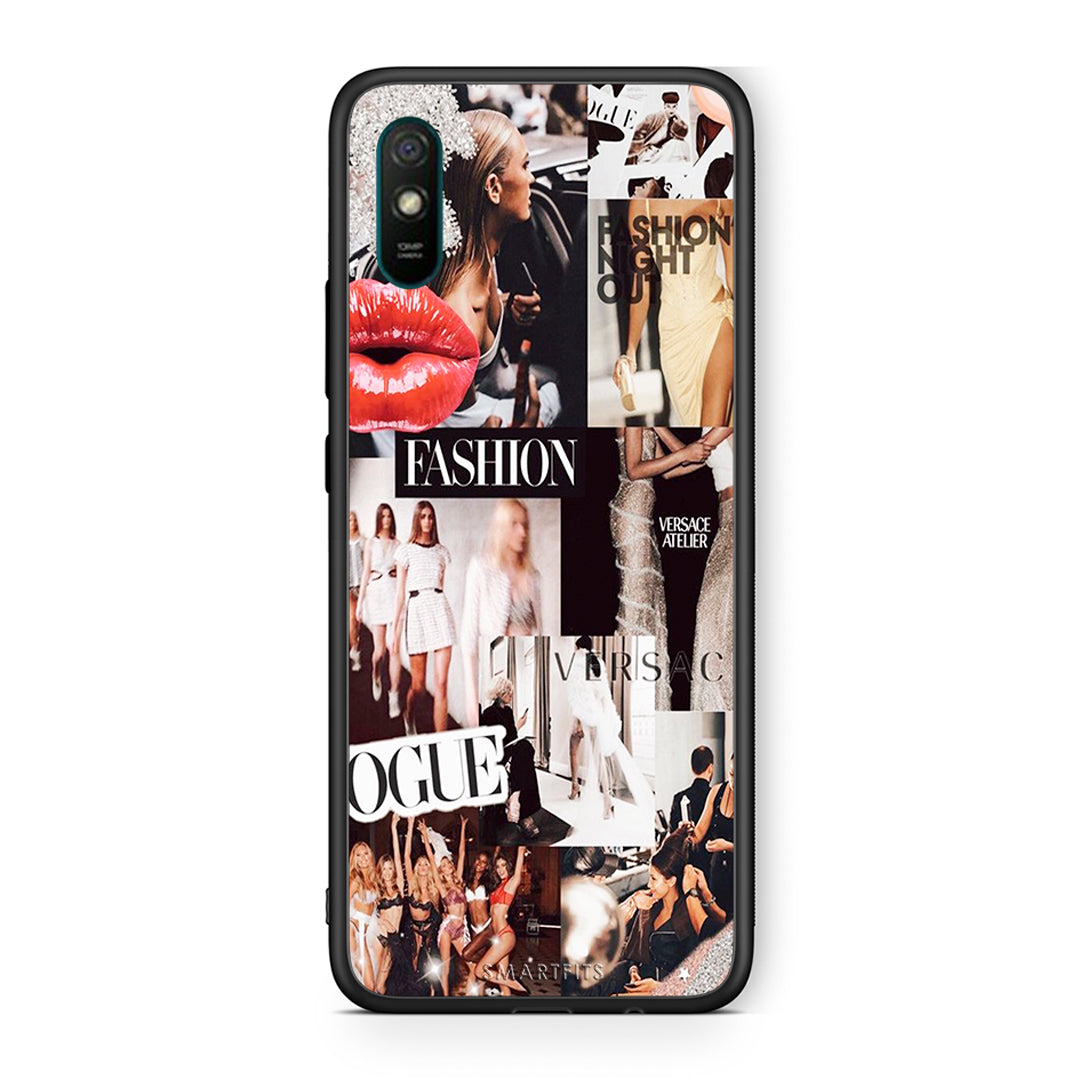 Xiaomi Redmi 9A Collage Fashion Θήκη Αγίου Βαλεντίνου από τη Smartfits με σχέδιο στο πίσω μέρος και μαύρο περίβλημα | Smartphone case with colorful back and black bezels by Smartfits