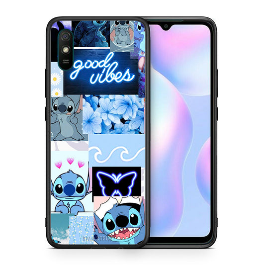 Θήκη Αγίου Βαλεντίνου Xiaomi Redmi 9A Collage Good Vibes από τη Smartfits με σχέδιο στο πίσω μέρος και μαύρο περίβλημα | Xiaomi Redmi 9A Collage Good Vibes case with colorful back and black bezels