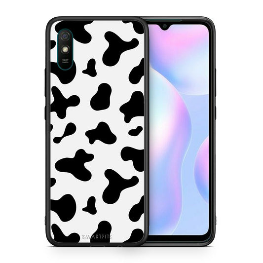 Θήκη Xiaomi Redmi 9A Cow Print από τη Smartfits με σχέδιο στο πίσω μέρος και μαύρο περίβλημα | Xiaomi Redmi 9A Cow Print case with colorful back and black bezels