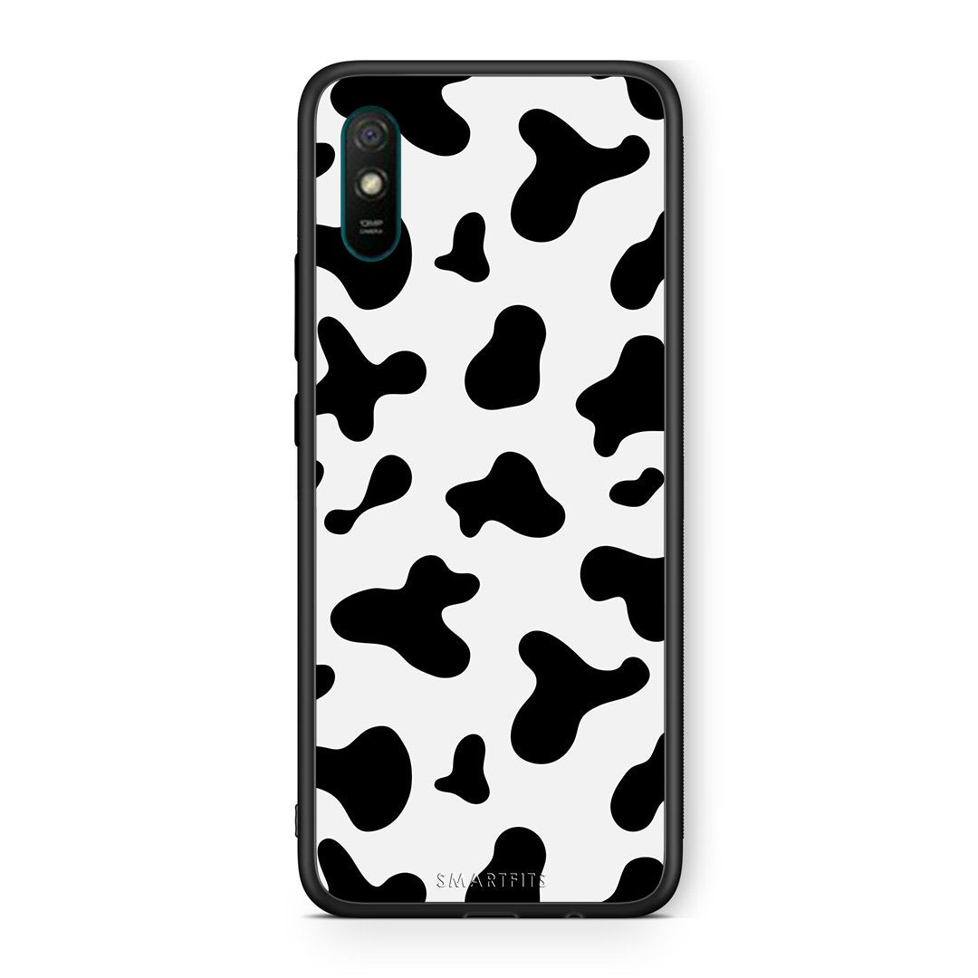 Xiaomi Redmi 9A Cow Print θήκη από τη Smartfits με σχέδιο στο πίσω μέρος και μαύρο περίβλημα | Smartphone case with colorful back and black bezels by Smartfits