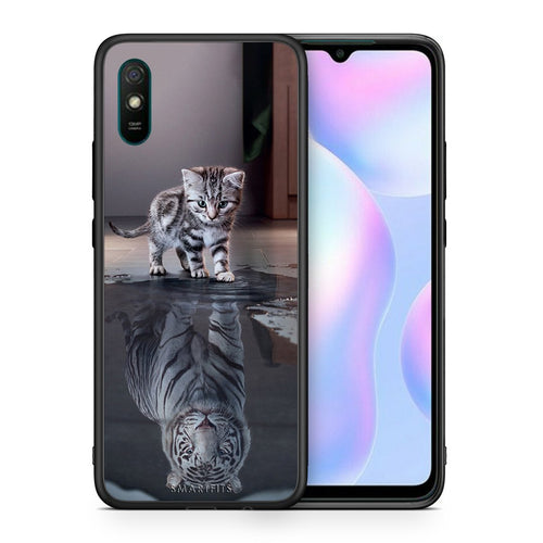 Θήκη Xiaomi Redmi 9A Tiger Cute από τη Smartfits με σχέδιο στο πίσω μέρος και μαύρο περίβλημα | Xiaomi Redmi 9A Tiger Cute case with colorful back and black bezels