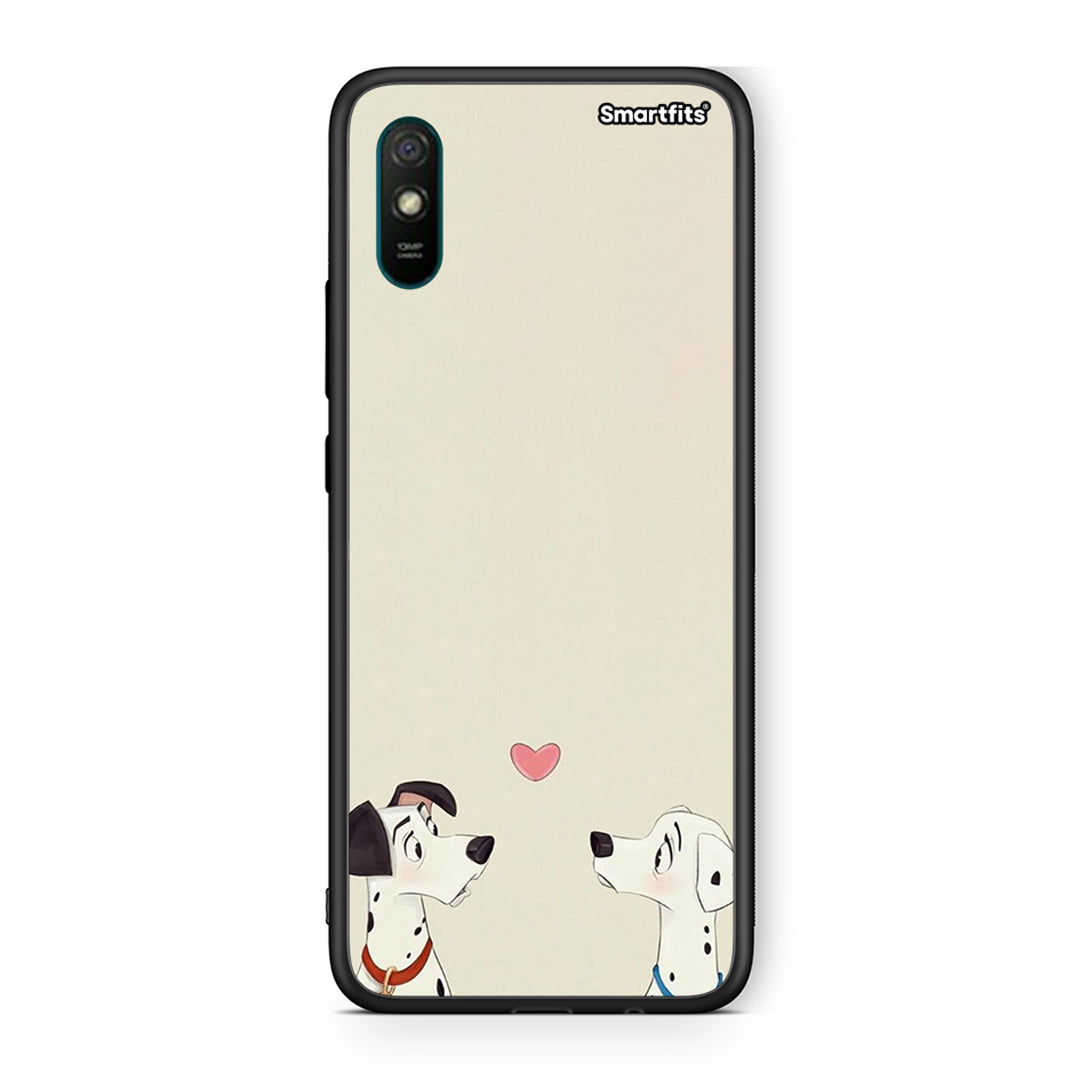 Xiaomi Redmi 9A Dalmatians Love θήκη από τη Smartfits με σχέδιο στο πίσω μέρος και μαύρο περίβλημα | Smartphone case with colorful back and black bezels by Smartfits