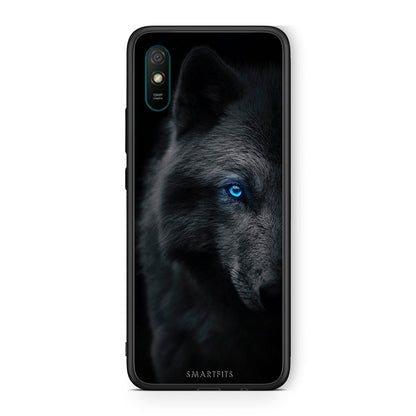 Xiaomi Redmi 9A Dark Wolf θήκη από τη Smartfits με σχέδιο στο πίσω μέρος και μαύρο περίβλημα | Smartphone case with colorful back and black bezels by Smartfits