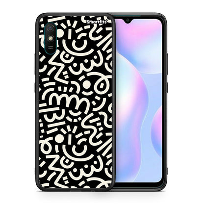 Θήκη Xiaomi Redmi 9A Doodle Art από τη Smartfits με σχέδιο στο πίσω μέρος και μαύρο περίβλημα | Xiaomi Redmi 9A Doodle Art case with colorful back and black bezels