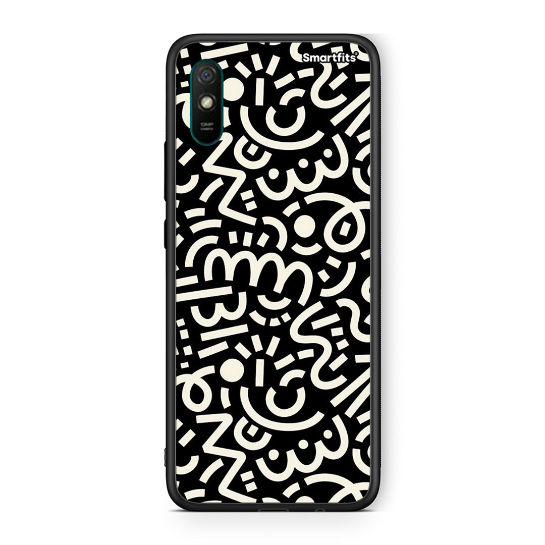 Xiaomi Redmi 9A Doodle Art Θήκη από τη Smartfits με σχέδιο στο πίσω μέρος και μαύρο περίβλημα | Smartphone case with colorful back and black bezels by Smartfits
