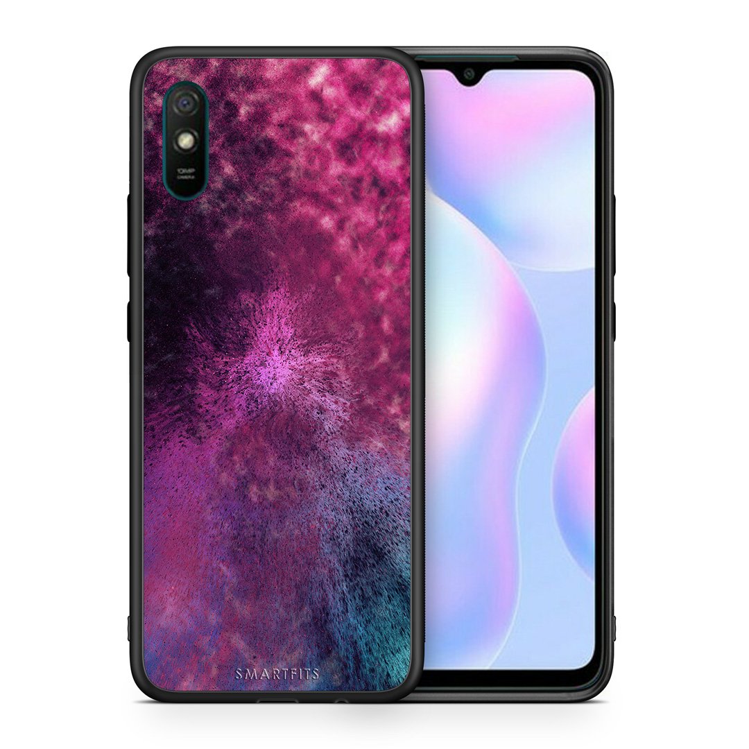 Θήκη Xiaomi Redmi 9A Aurora Galaxy από τη Smartfits με σχέδιο στο πίσω μέρος και μαύρο περίβλημα | Xiaomi Redmi 9A Aurora Galaxy case with colorful back and black bezels