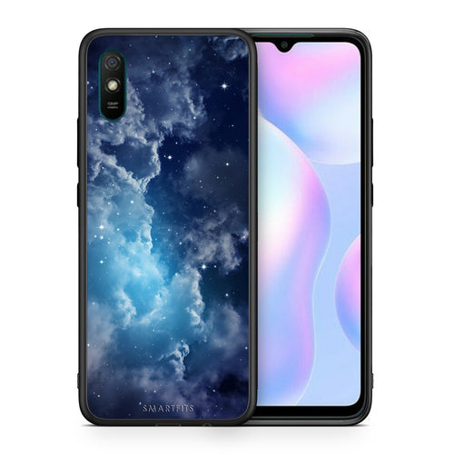 Θήκη Xiaomi Redmi 9A Blue Sky Galaxy από τη Smartfits με σχέδιο στο πίσω μέρος και μαύρο περίβλημα | Xiaomi Redmi 9A Blue Sky Galaxy case with colorful back and black bezels