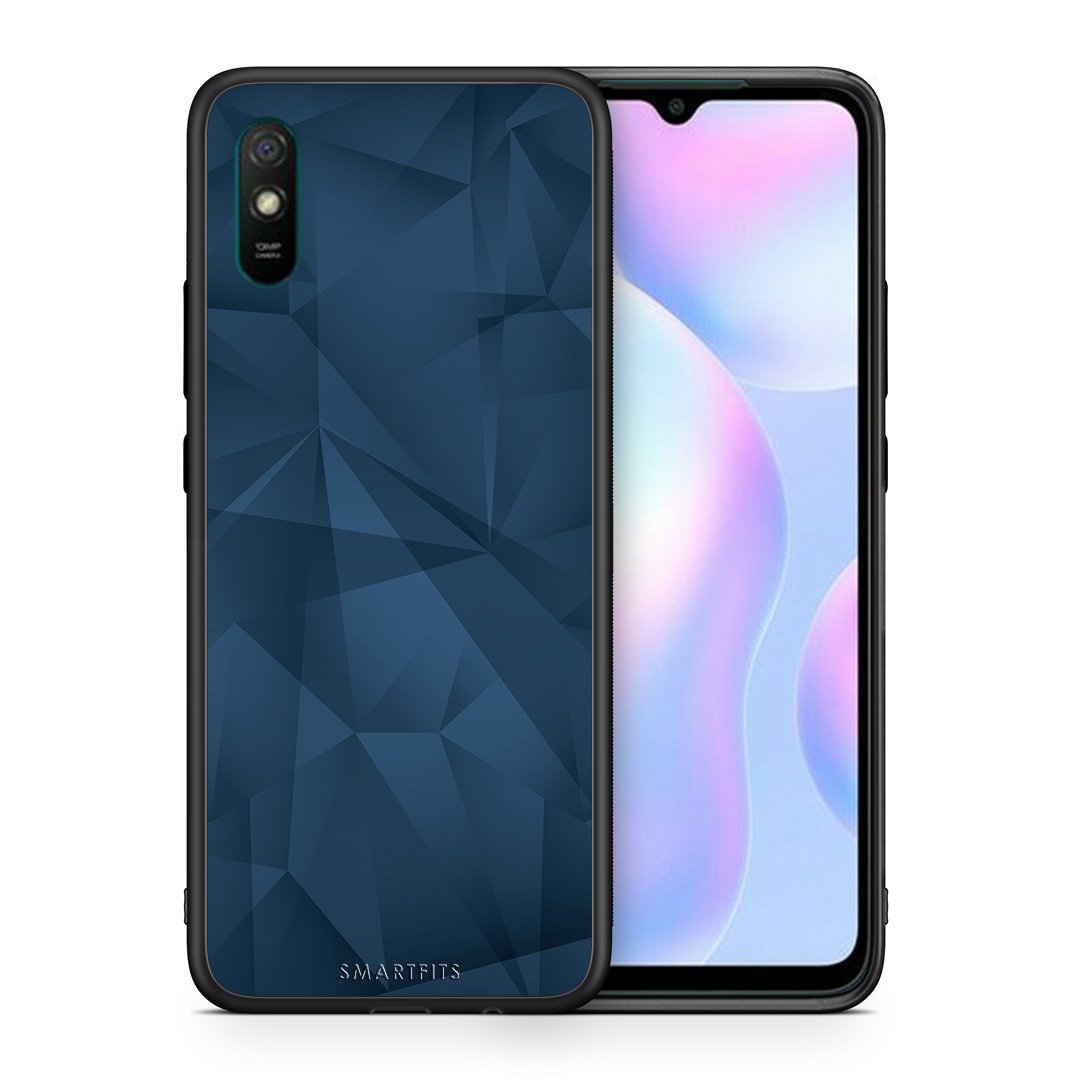 Θήκη Xiaomi Redmi 9A Blue Abstract Geometric από τη Smartfits με σχέδιο στο πίσω μέρος και μαύρο περίβλημα | Xiaomi Redmi 9A Blue Abstract Geometric case with colorful back and black bezels