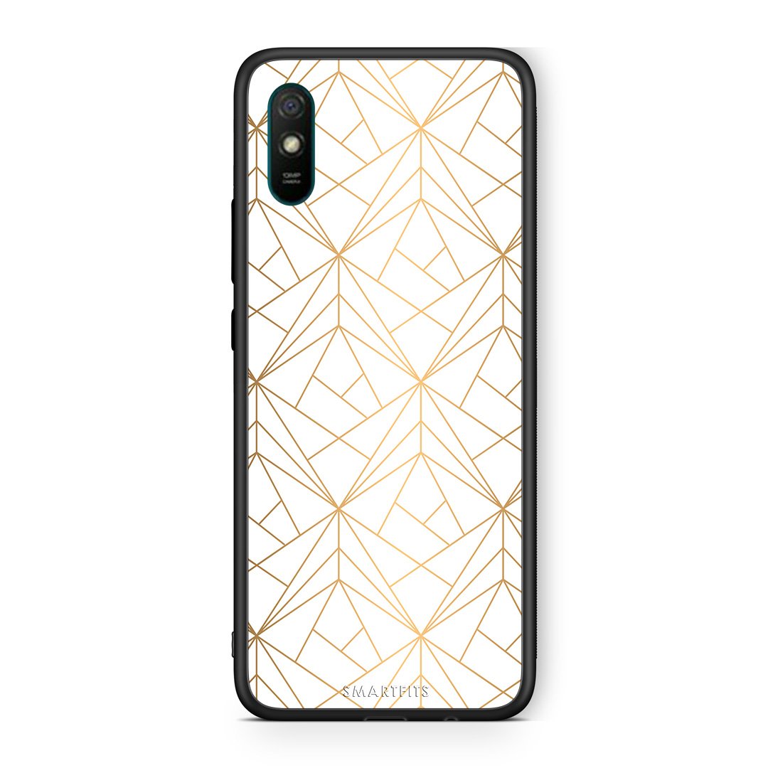 111 - Xiaomi Redmi 9A  Luxury White Geometric case, cover, bumper