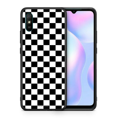 Θήκη Xiaomi Redmi 9A Squares Geometric από τη Smartfits με σχέδιο στο πίσω μέρος και μαύρο περίβλημα | Xiaomi Redmi 9A Squares Geometric case with colorful back and black bezels
