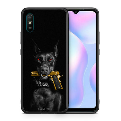 Θήκη Αγίου Βαλεντίνου Xiaomi Redmi 9A Golden Gun από τη Smartfits με σχέδιο στο πίσω μέρος και μαύρο περίβλημα | Xiaomi Redmi 9A Golden Gun case with colorful back and black bezels