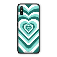 Thumbnail for Xiaomi Redmi 9A Green Hearts θήκη από τη Smartfits με σχέδιο στο πίσω μέρος και μαύρο περίβλημα | Smartphone case with colorful back and black bezels by Smartfits