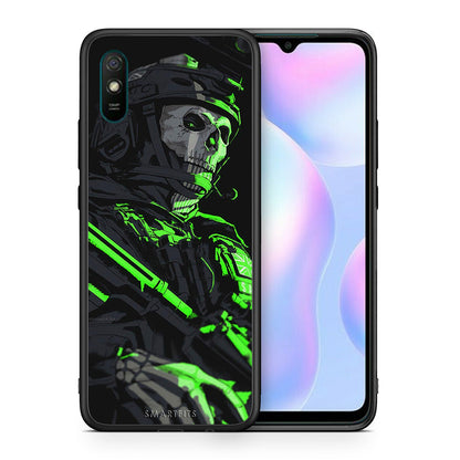 Θήκη Αγίου Βαλεντίνου Xiaomi Redmi 9A Green Soldier από τη Smartfits με σχέδιο στο πίσω μέρος και μαύρο περίβλημα | Xiaomi Redmi 9A Green Soldier case with colorful back and black bezels