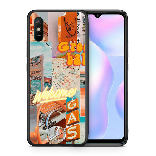 Θήκη Αγίου Βαλεντίνου Xiaomi Redmi 9A Groovy Babe από τη Smartfits με σχέδιο στο πίσω μέρος και μαύρο περίβλημα | Xiaomi Redmi 9A Groovy Babe case with colorful back and black bezels