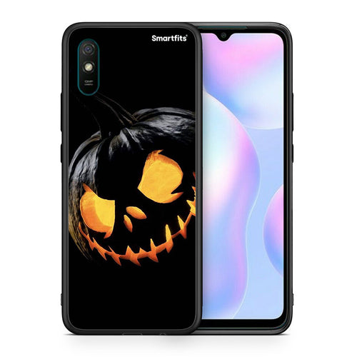 Θήκη Xiaomi Redmi 9A Halloween Scary Pumpkin από τη Smartfits με σχέδιο στο πίσω μέρος και μαύρο περίβλημα | Xiaomi Redmi 9A Halloween Scary Pumpkin case with colorful back and black bezels
