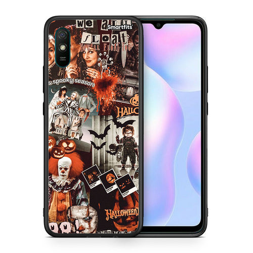 Θήκη Xiaomi Redmi 9A Halloween Spooky Season από τη Smartfits με σχέδιο στο πίσω μέρος και μαύρο περίβλημα | Xiaomi Redmi 9A Halloween Spooky Season case with colorful back and black bezels