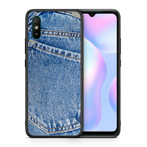 Θήκη Xiaomi Redmi 9A Jeans Pocket από τη Smartfits με σχέδιο στο πίσω μέρος και μαύρο περίβλημα | Xiaomi Redmi 9A Jeans Pocket case with colorful back and black bezels