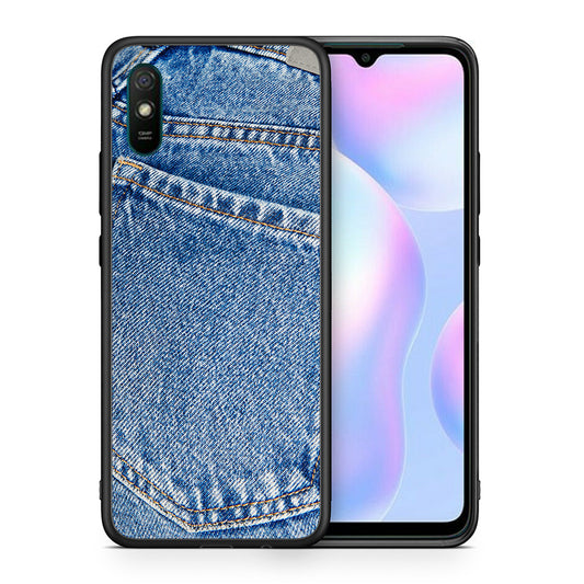 Θήκη Xiaomi Redmi 9A Jeans Pocket από τη Smartfits με σχέδιο στο πίσω μέρος και μαύρο περίβλημα | Xiaomi Redmi 9A Jeans Pocket case with colorful back and black bezels