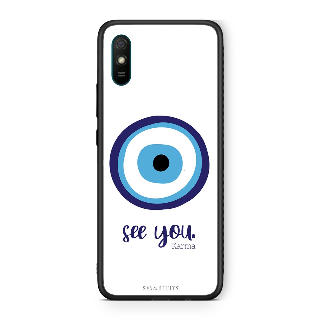 Xiaomi Redmi 9A Karma Says θήκη από τη Smartfits με σχέδιο στο πίσω μέρος και μαύρο περίβλημα | Smartphone case with colorful back and black bezels by Smartfits