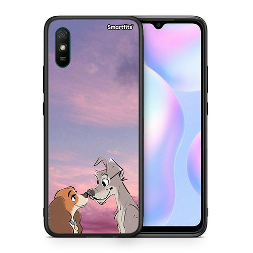 Θήκη Xiaomi Redmi 9A Lady And Tramp από τη Smartfits με σχέδιο στο πίσω μέρος και μαύρο περίβλημα | Xiaomi Redmi 9A Lady And Tramp case with colorful back and black bezels