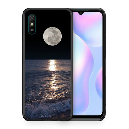 Θήκη Xiaomi Redmi 9A Moon Landscape από τη Smartfits με σχέδιο στο πίσω μέρος και μαύρο περίβλημα | Xiaomi Redmi 9A Moon Landscape case with colorful back and black bezels
