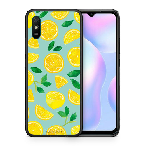 Θήκη Xiaomi Redmi 9A Lemons από τη Smartfits με σχέδιο στο πίσω μέρος και μαύρο περίβλημα | Xiaomi Redmi 9A Lemons case with colorful back and black bezels