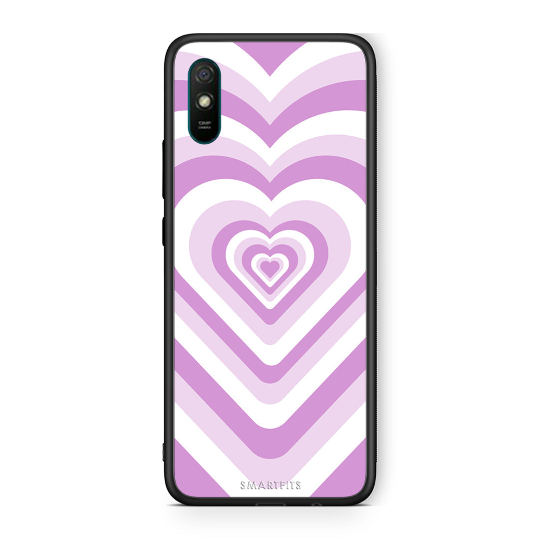 Xiaomi Redmi 9A Lilac Hearts θήκη από τη Smartfits με σχέδιο στο πίσω μέρος και μαύρο περίβλημα | Smartphone case with colorful back and black bezels by Smartfits