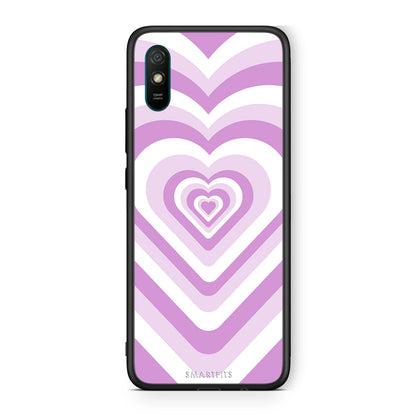 Xiaomi Redmi 9A Lilac Hearts θήκη από τη Smartfits με σχέδιο στο πίσω μέρος και μαύρο περίβλημα | Smartphone case with colorful back and black bezels by Smartfits