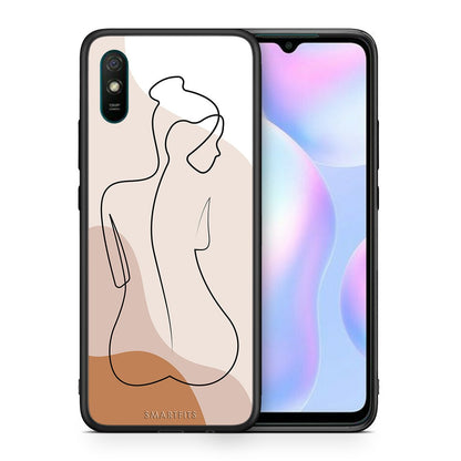 Θήκη Xiaomi Redmi 9A LineArt Woman από τη Smartfits με σχέδιο στο πίσω μέρος και μαύρο περίβλημα | Xiaomi Redmi 9A LineArt Woman case with colorful back and black bezels