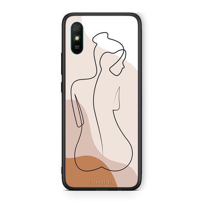 Xiaomi Redmi 9A LineArt Woman θήκη από τη Smartfits με σχέδιο στο πίσω μέρος και μαύρο περίβλημα | Smartphone case with colorful back and black bezels by Smartfits