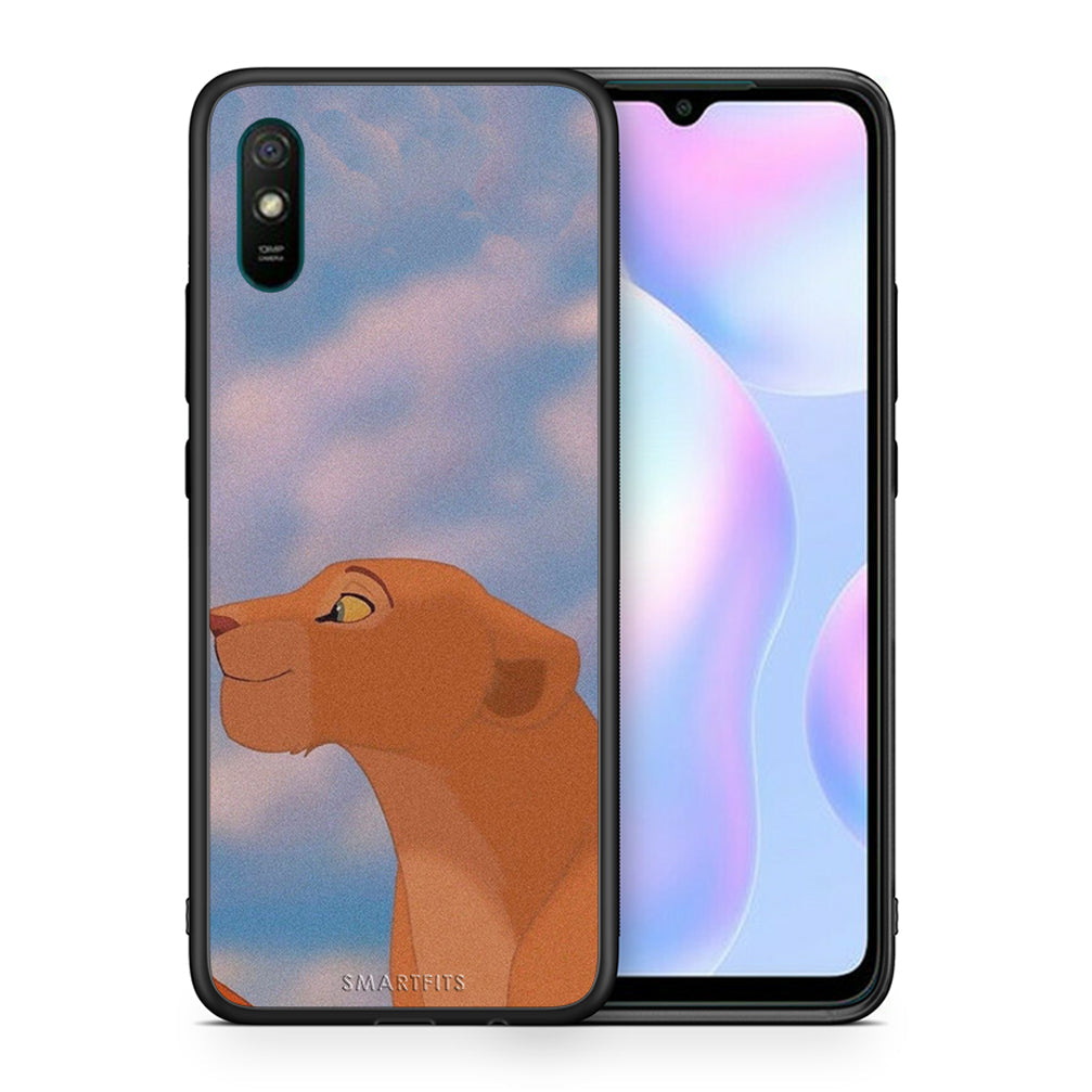 Θήκη Αγίου Βαλεντίνου Xiaomi Redmi 9A Lion Love 2 από τη Smartfits με σχέδιο στο πίσω μέρος και μαύρο περίβλημα | Xiaomi Redmi 9A Lion Love 2 case with colorful back and black bezels