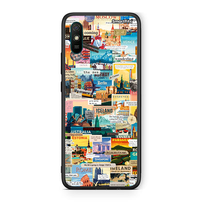 Xiaomi Redmi 9A Live To Travel θήκη από τη Smartfits με σχέδιο στο πίσω μέρος και μαύρο περίβλημα | Smartphone case with colorful back and black bezels by Smartfits