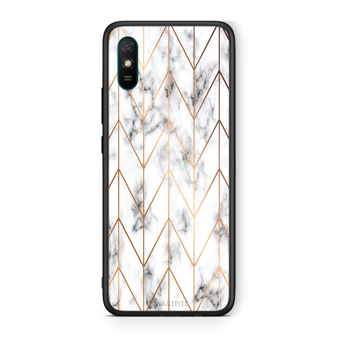 44 - Xiaomi Redmi 9A  Gold Geometric Marble case, cover, bumper