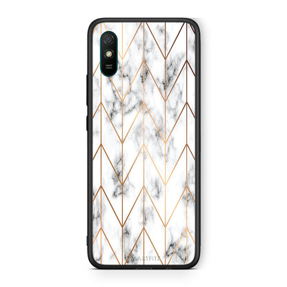 44 - Xiaomi Redmi 9A  Gold Geometric Marble case, cover, bumper
