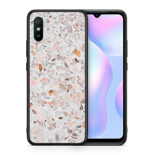 Θήκη Xiaomi Redmi 9A Marble Terrazzo από τη Smartfits με σχέδιο στο πίσω μέρος και μαύρο περίβλημα | Xiaomi Redmi 9A Marble Terrazzo case with colorful back and black bezels