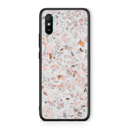 Xiaomi Redmi 9A Marble Terrazzo θήκη από τη Smartfits με σχέδιο στο πίσω μέρος και μαύρο περίβλημα | Smartphone case with colorful back and black bezels by Smartfits