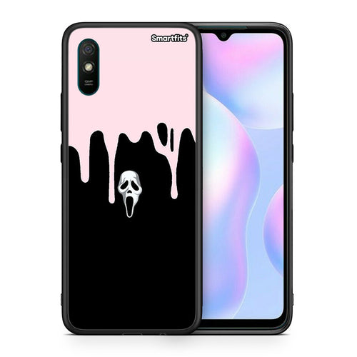 Θήκη Xiaomi Redmi 9A Melting Halloween Mask από τη Smartfits με σχέδιο στο πίσω μέρος και μαύρο περίβλημα | Xiaomi Redmi 9A Melting Halloween Mask case with colorful back and black bezels