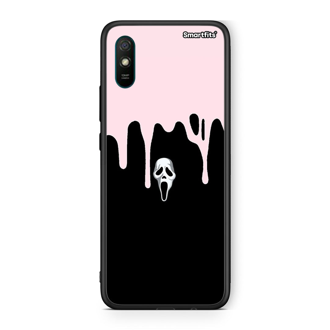 Xiaomi Redmi 9A Melting Halloween Mask Θήκη από τη Smartfits με σχέδιο στο πίσω μέρος και μαύρο περίβλημα | Smartphone case with colorful back and black bezels by Smartfits