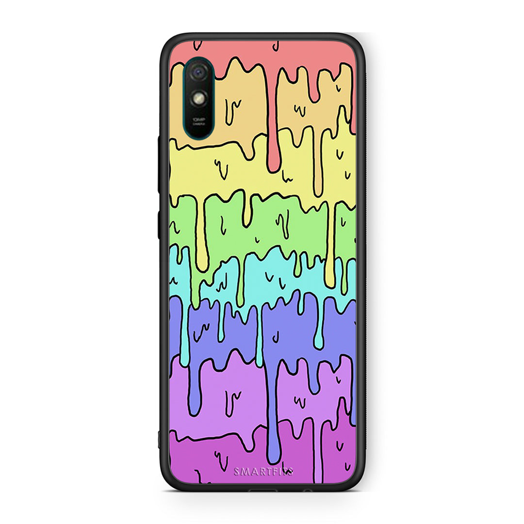 Xiaomi Redmi 9A Melting Rainbow θήκη από τη Smartfits με σχέδιο στο πίσω μέρος και μαύρο περίβλημα | Smartphone case with colorful back and black bezels by Smartfits