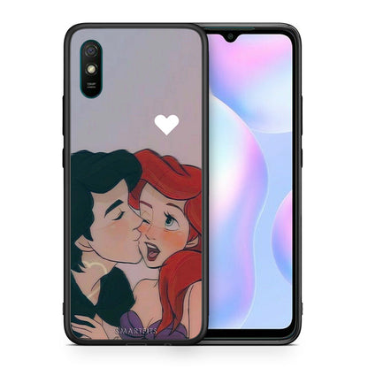 Θήκη Αγίου Βαλεντίνου Xiaomi Redmi 9A Mermaid Love από τη Smartfits με σχέδιο στο πίσω μέρος και μαύρο περίβλημα | Xiaomi Redmi 9A Mermaid Love case with colorful back and black bezels
