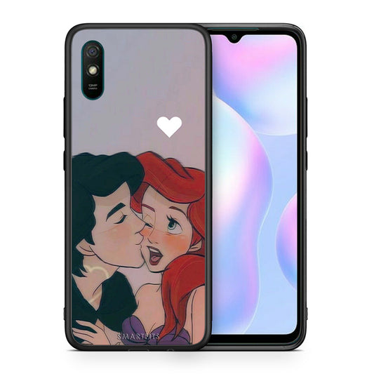 Θήκη Αγίου Βαλεντίνου Xiaomi Redmi 9A Mermaid Love από τη Smartfits με σχέδιο στο πίσω μέρος και μαύρο περίβλημα | Xiaomi Redmi 9A Mermaid Love case with colorful back and black bezels