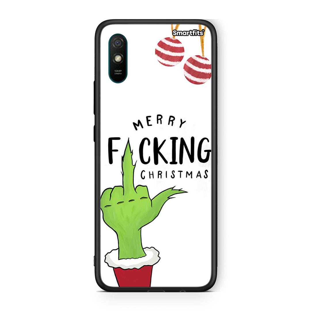 Xiaomi Redmi 9A Merry F Xmas θήκη από τη Smartfits με σχέδιο στο πίσω μέρος και μαύρο περίβλημα | Smartphone case with colorful back and black bezels by Smartfits