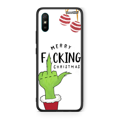 Xiaomi Redmi 9A Merry F Xmas θήκη από τη Smartfits με σχέδιο στο πίσω μέρος και μαύρο περίβλημα | Smartphone case with colorful back and black bezels by Smartfits