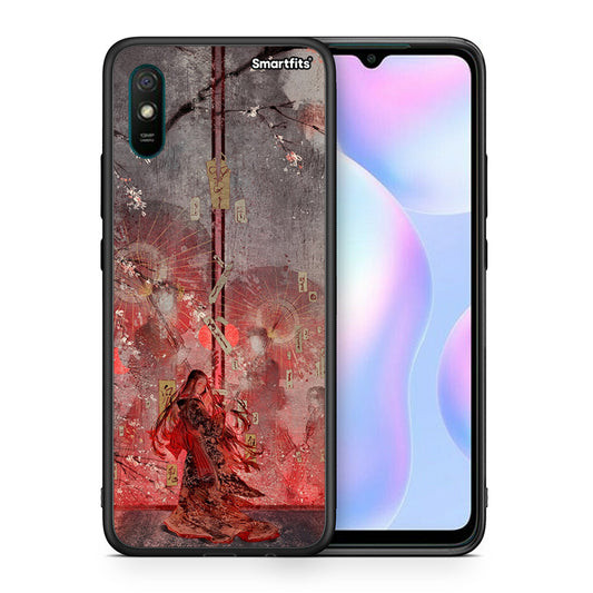 Θήκη Xiaomi Redmi 9A Nezuko Kamado από τη Smartfits με σχέδιο στο πίσω μέρος και μαύρο περίβλημα | Xiaomi Redmi 9A Nezuko Kamado case with colorful back and black bezels