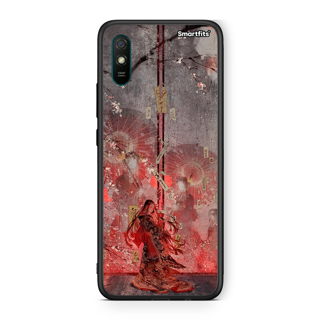 Xiaomi Redmi 9A Nezuko Kamado θήκη από τη Smartfits με σχέδιο στο πίσω μέρος και μαύρο περίβλημα | Smartphone case with colorful back and black bezels by Smartfits