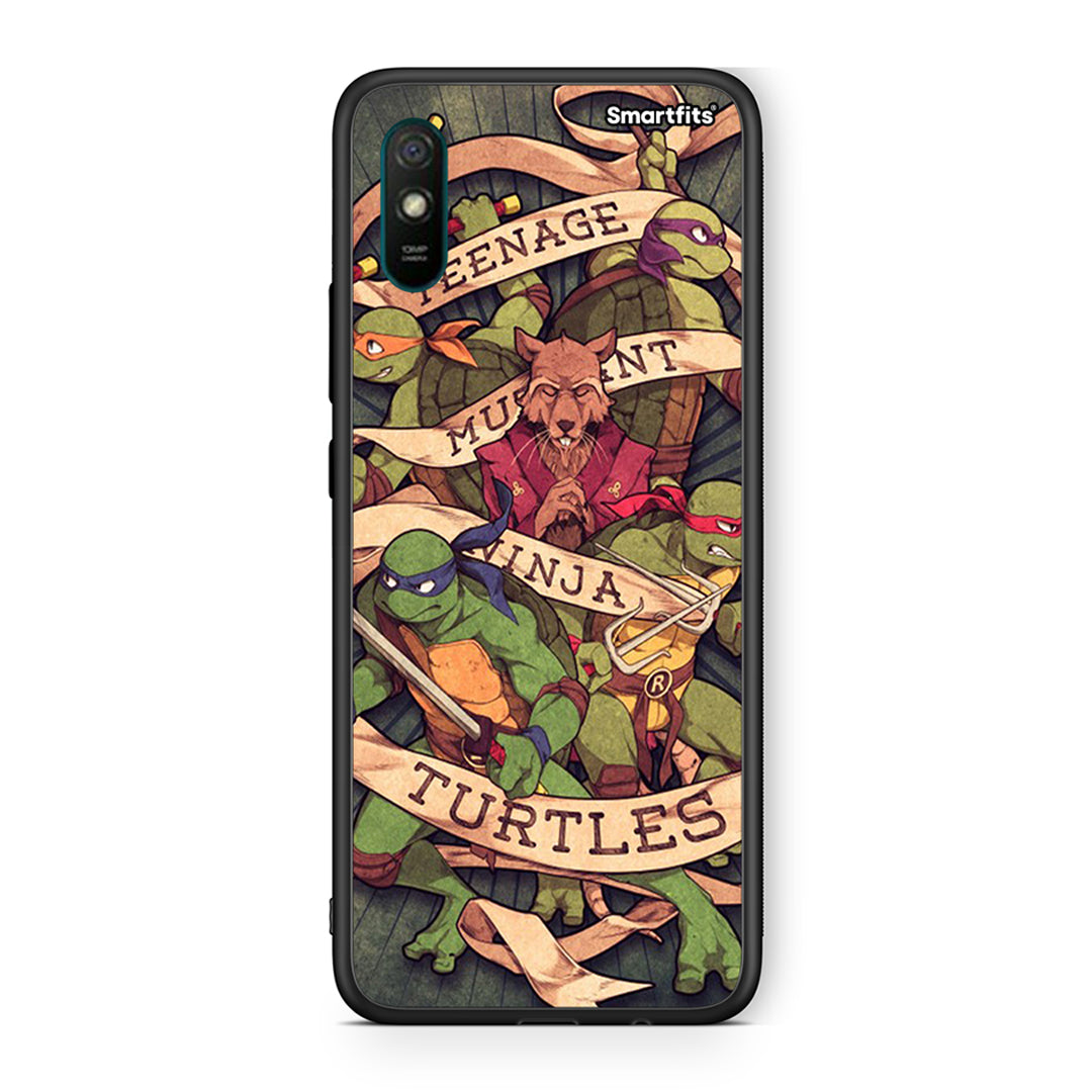 Xiaomi Redmi 9A Ninja Turtles θήκη από τη Smartfits με σχέδιο στο πίσω μέρος και μαύρο περίβλημα | Smartphone case with colorful back and black bezels by Smartfits